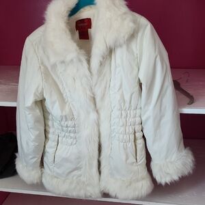 Paris Blues Cream Faux-Fur Trim Quilted Puffer Coat
